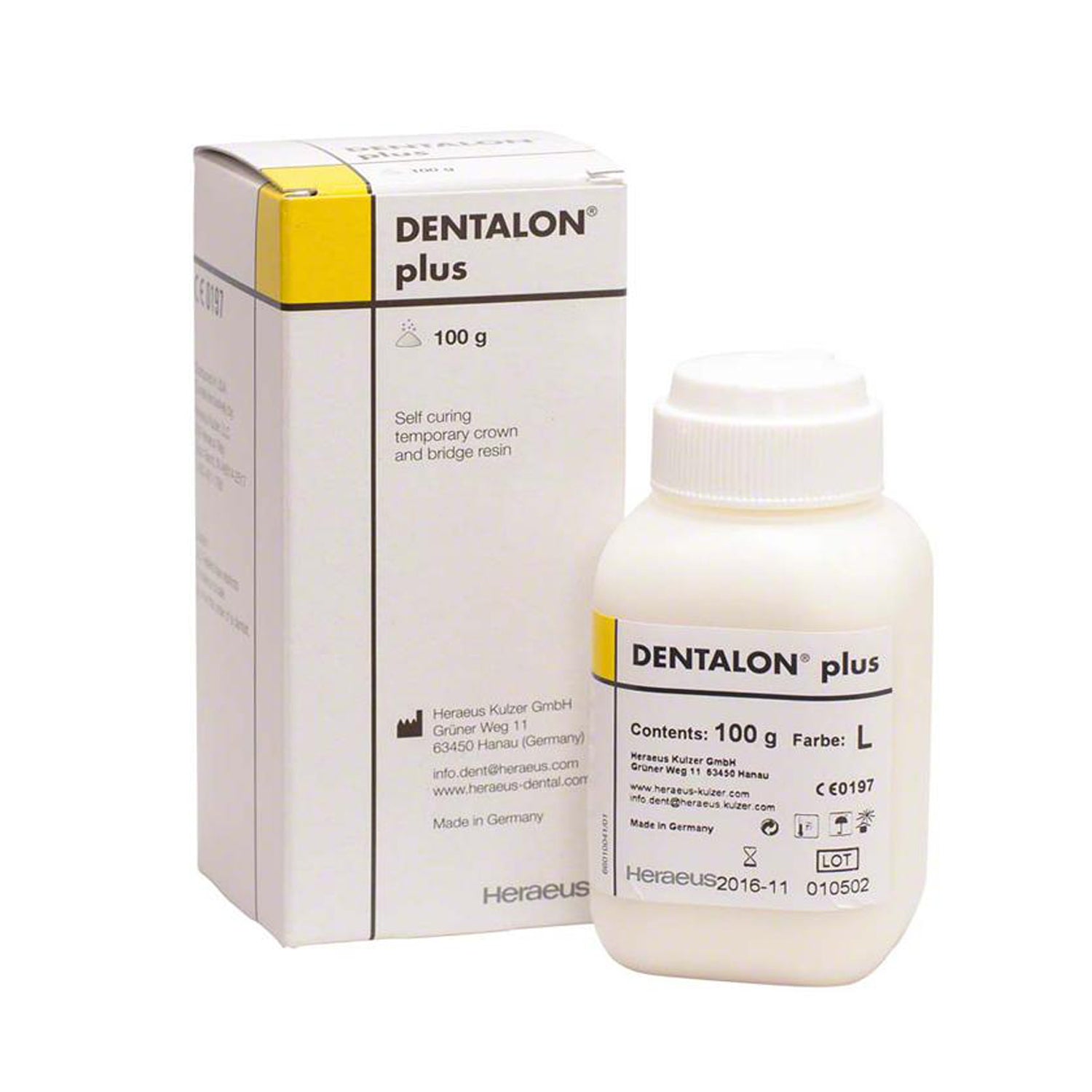 DentrealStore - Heraeus Kulzer Dentalon Plus Powder 100 g & 45 ml Liquid Kit - C&B Crown Resin