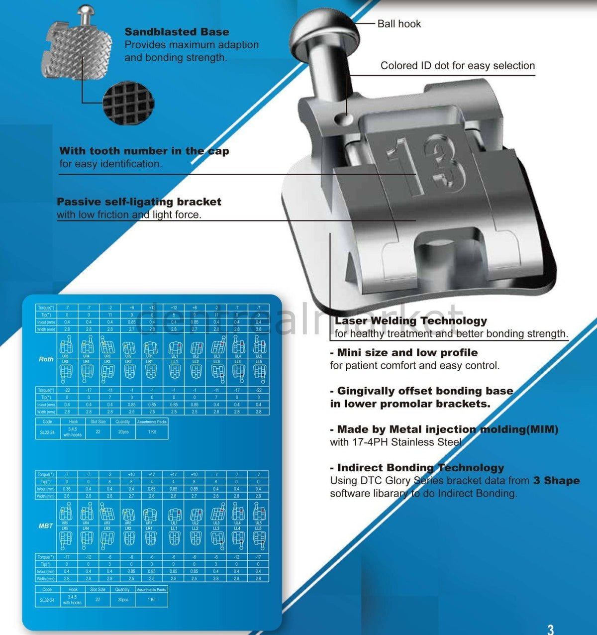 Dtc Orthodontics - Glory Self Ligating Bracket - Kapaklı Metal Braket