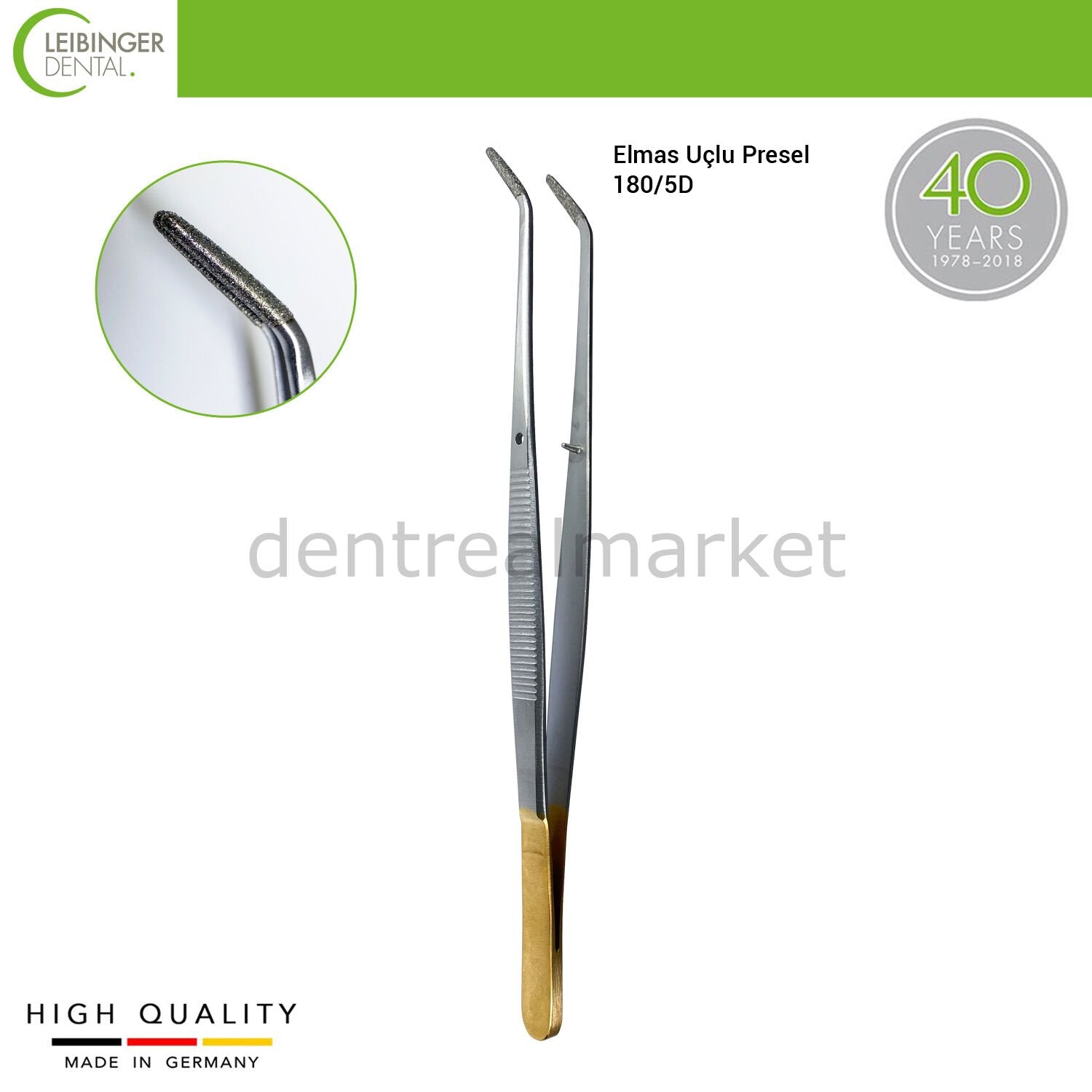 Leibinger - London College Diamond Coated Tooth Tweezers - 15 cm