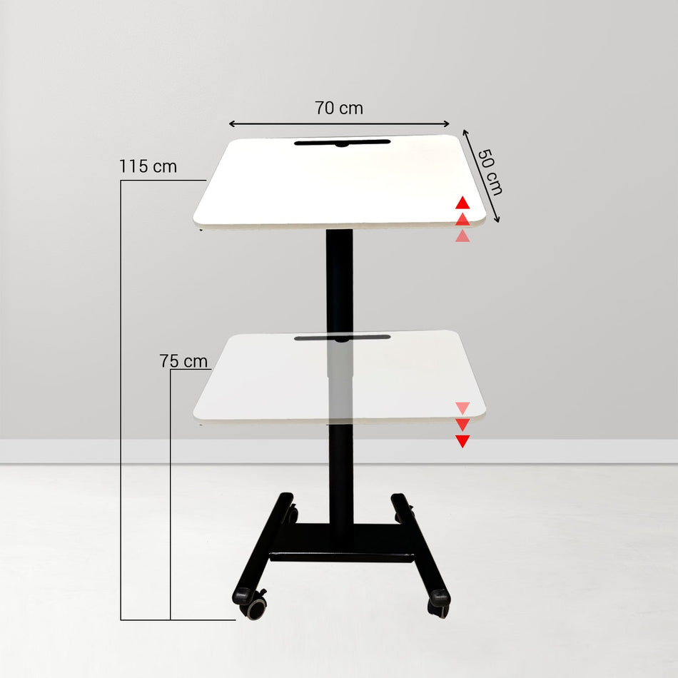 Dentreal - Movable Height Adjustable Mobile Laptop Cart - Trolley - Scanner Stand