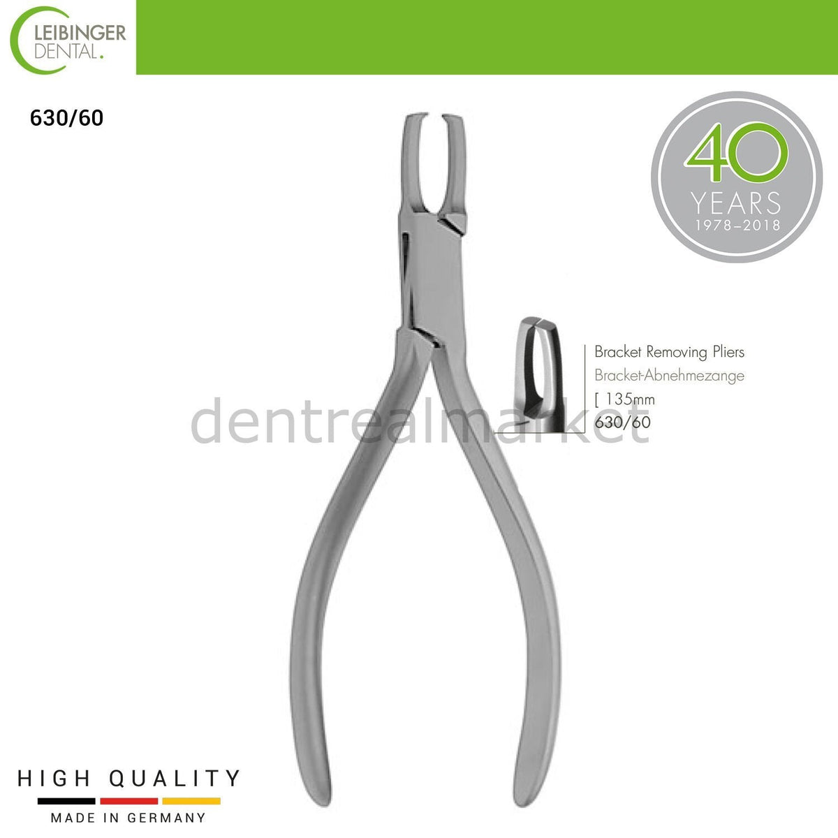 Leibinger - Orthodontic Bracket Removing Pliers Straight - 135 mm