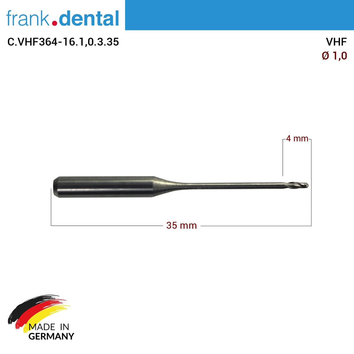 Frank Dental - VHF Cad Cam Drill 1.0mm