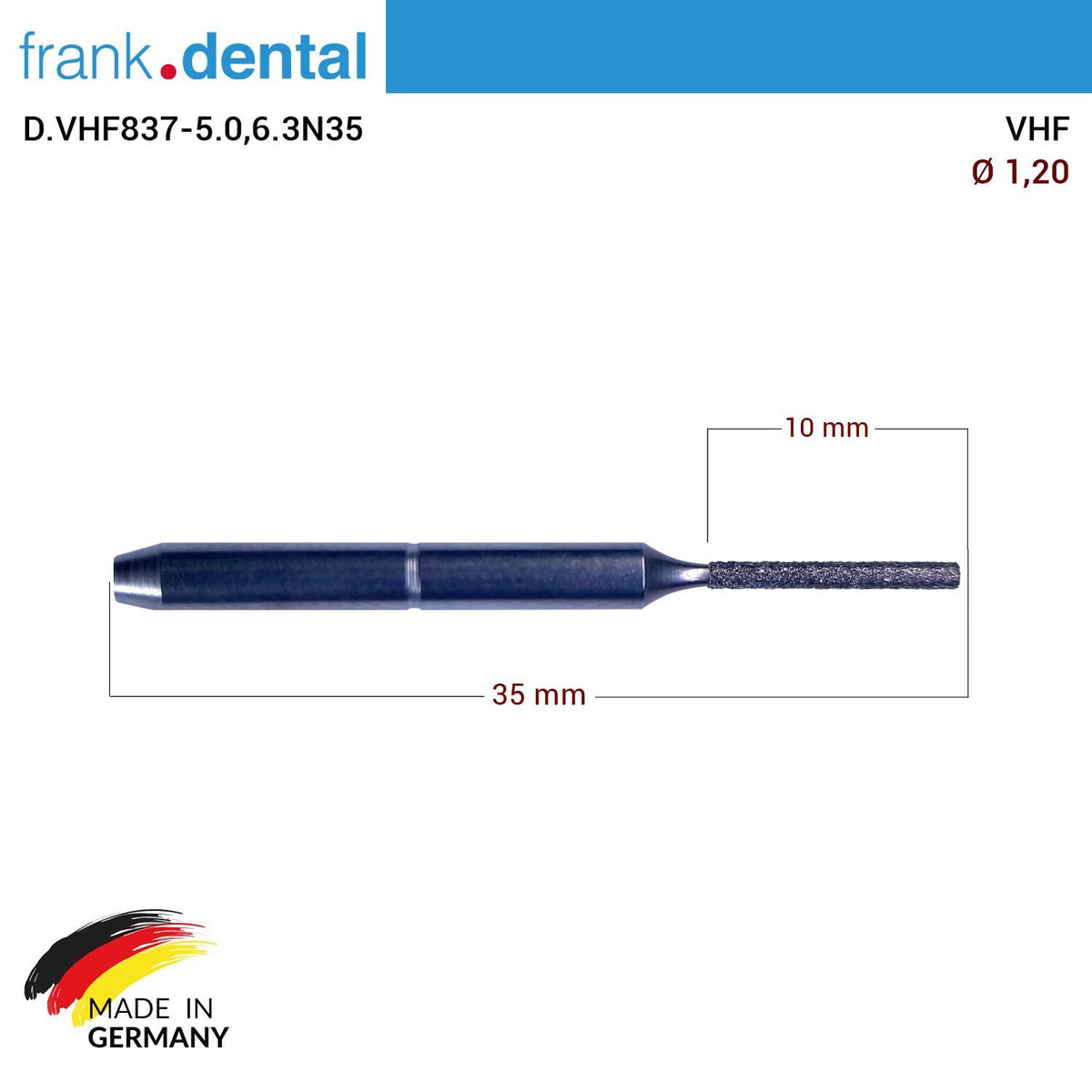 Dentreal - VHF Diamond Cad Cam Drill 1.20 mm