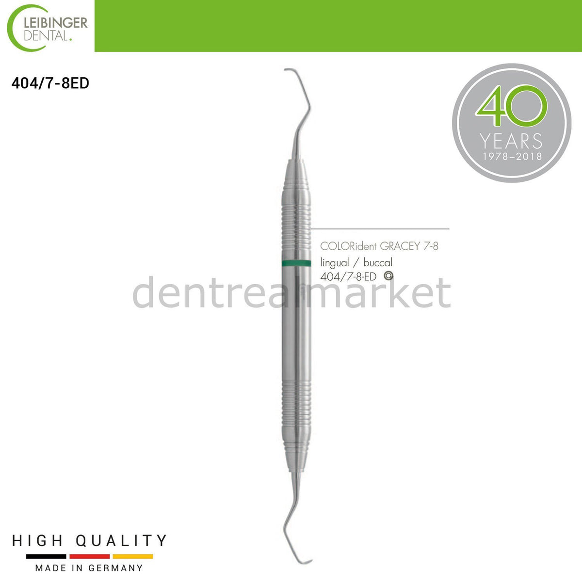 DentrealStore - Leibinger COLORident Gracey Curette 7-8 Lingual, Buccal - Periodontal Curette