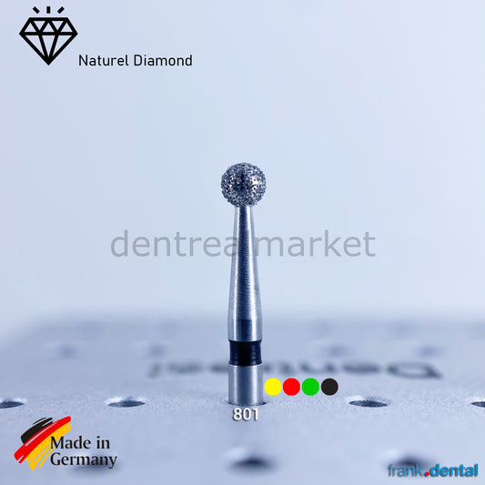 Dental Natural Diamond Bur - 801 - Rond Dental Burs - For Tubine - 5 pcs