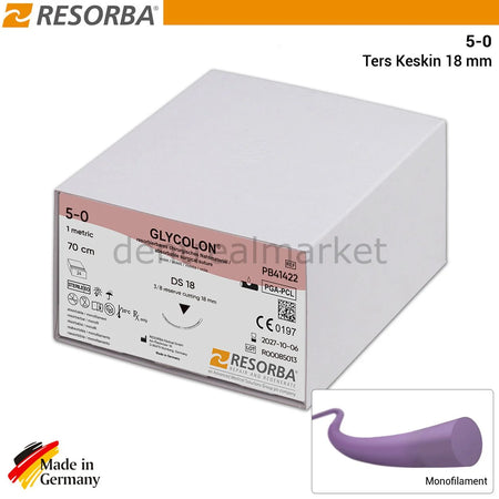 DentrealStore - LuxSutures Resorba Glycolon Absorbable Monoflament Suture 5/0 - Reverse Cutting Needle